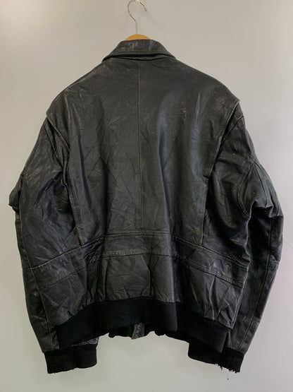 【現状渡し品】【メンズ】 USED ユーズド LEATHER ZIP UP JACKET レザー ジップアップ ジャケット メンズ アウター 革ジャン 146-260709-hu-14-min サイズ：XL カラー：ブラック 万代Net店