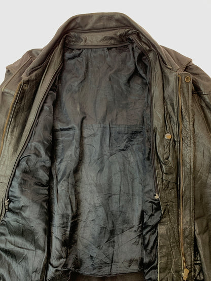 【現状渡し品】【メンズ】 USED ユーズド LEATHER ZIP UP JACKET レザー ジップアップ ジャケット メンズ アウター 革ジャン 146-260709-hu-14-min サイズ：XL カラー：ブラック 万代Net店
