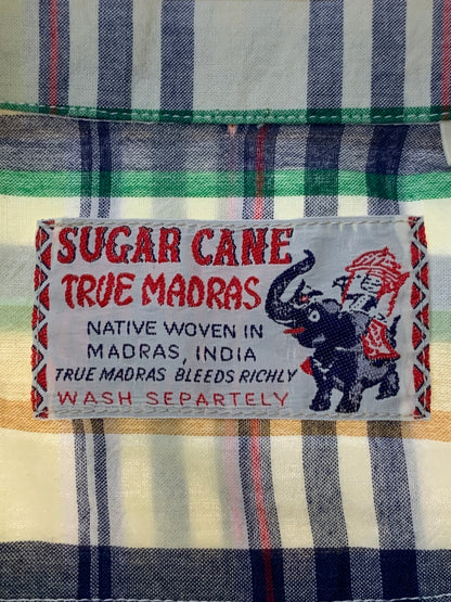 【中古品】【メンズ】 SUGAR CANE シュガーケーン MADRAS CHECK OPEN マドラス チェック オープン SC39123 メンズ チェックシャツ 半袖 ショートスリーブ 145-260709-hu-13-min サイズ：S カラー：イエロー/ネイビー/グリーン（チェック） 万代Net店