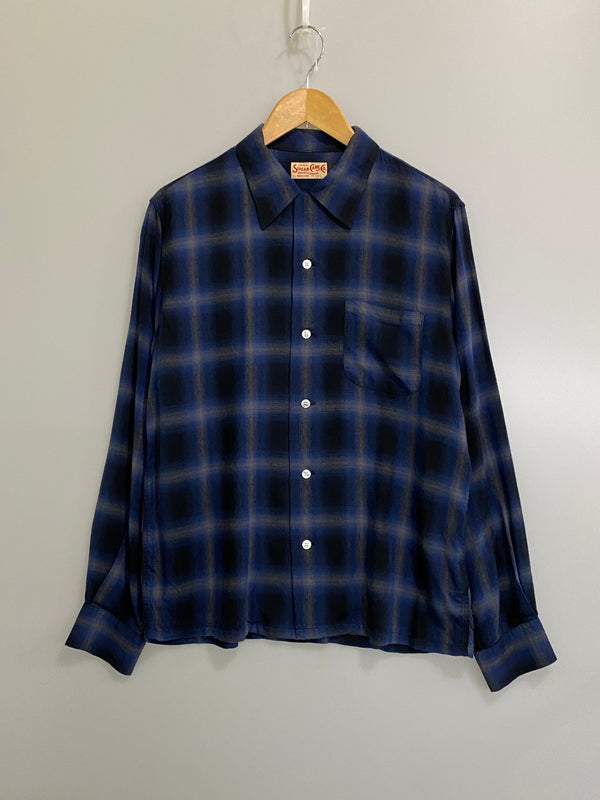 【中古品】【メンズ】 SUGAR CANE シュガーケーン RAYON OMBRE CHECK OPEN SHIRT SC29120 レーヨン オンブレーチェック オープンシャツ メンズ トップス 145-260710-em-67-min サイズ：M カラー：ブルー系 万代Net店