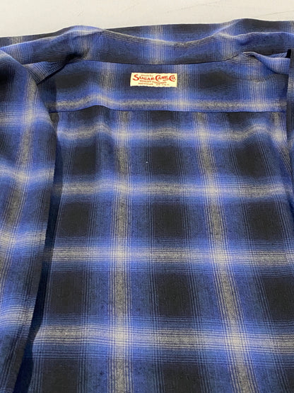 【中古品】【メンズ】 SUGAR CANE シュガーケーン RAYON OMBRE CHECK OPEN SHIRT SC29120 レーヨン オンブレーチェック オープンシャツ メンズ トップス 145-260710-em-67-min サイズ：M カラー：ブルー系 万代Net店