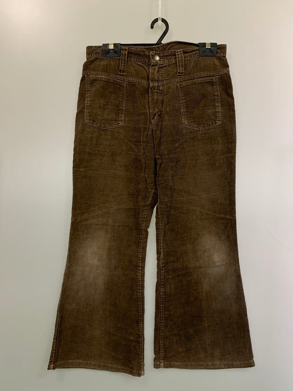 【現状渡し品】【メンズ】 WRANGLER ラングラー 70S CORDUROY PANTS コーデュロイパンツ ボトムス フレアパンツ ヴィンテージ 157-260711-AS-28-min サイズ：18 カラー：ブラウン 万代Net店