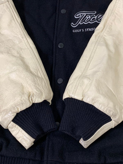 【中古品】【メンズ】 TITLEIST タイトリスト STADIUM JACKET スタジアムジャケット メンズ アウター スタジャン 146-260710-em-52-min サイズ：L カラー：ブラック/アイボリー 万代Net店