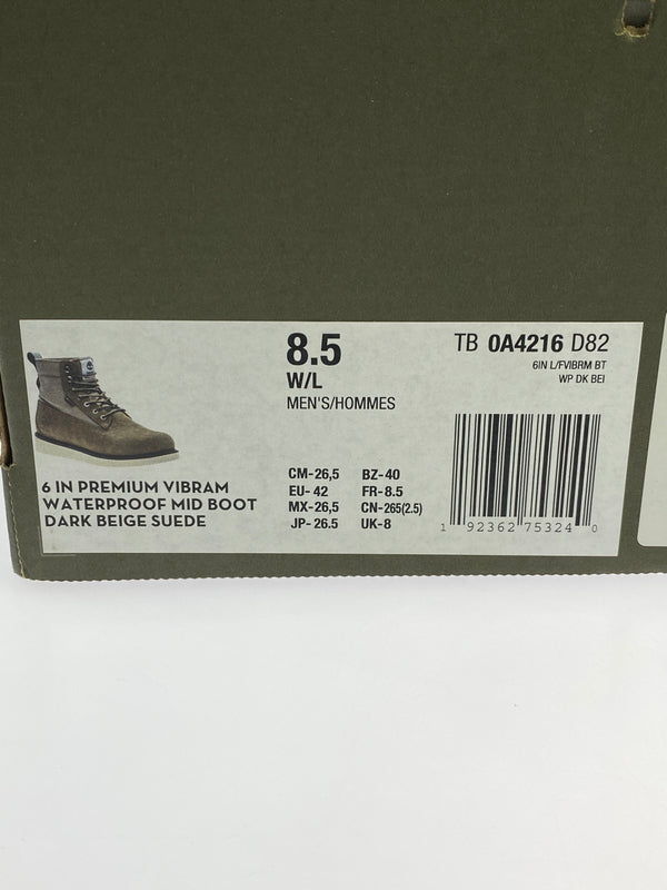 【中古品】【メンズ】 TIMBERLAND ティンバーランド 6INCH PREMIUM VIBRAM WATERPROOF MID BOOT A2624 6インチ プレミアム ウォータープルーフ ブーツ 靴 164-260709-yn-36-min サイズ：26.5cm カラー：DARK BEIGE SUEDE 万代Net店
