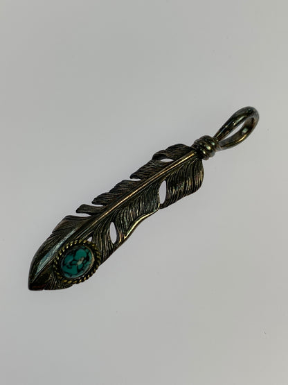 【中古品】【メンズ】 SAAD サード FEATHER TURQUOISE NECKLESS フェザー ターコイズ ネックレス トップ メンズ アクセサリー ペンダントトップ 191-260709-hu-24-min カラー：シルバー 万代Net店