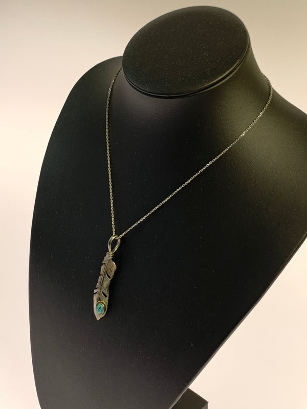 【中古品】【メンズ】 SAAD サード FEATHER TURQUOISE NECKLESS フェザー ターコイズ ネックレス トップ メンズ アクセサリー ペンダントトップ 191-260709-hu-24-min カラー：シルバー 万代Net店