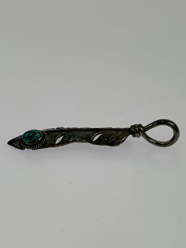 【中古品】【メンズ】 SAAD サード FEATHER TURQUOISE NECKLESS フェザー ターコイズ ネックレス トップ メンズ アクセサリー ペンダントトップ 191-260709-hu-24-min カラー：シルバー 万代Net店