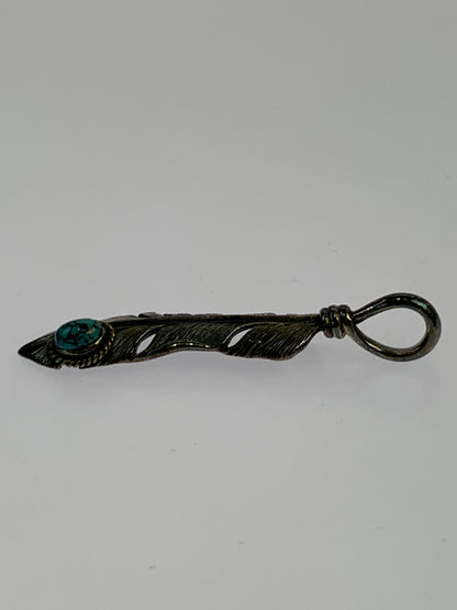 【中古品】【メンズ】 SAAD サード FEATHER TURQUOISE NECKLESS フェザー ターコイズ ネックレス トップ メンズ アクセサリー ペンダントトップ 191-260709-hu-24-min カラー：シルバー 万代Net店