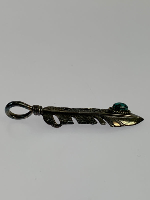 【中古品】【メンズ】 SAAD サード FEATHER TURQUOISE NECKLESS フェザー ターコイズ ネックレス トップ メンズ アクセサリー ペンダントトップ 191-260709-hu-24-min カラー：シルバー 万代Net店