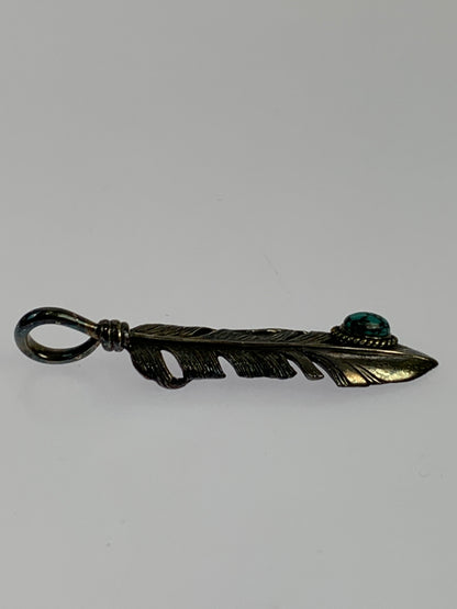 【中古品】【メンズ】 SAAD サード FEATHER TURQUOISE NECKLESS フェザー ターコイズ ネックレス トップ メンズ アクセサリー ペンダントトップ 191-260709-hu-24-min カラー：シルバー 万代Net店