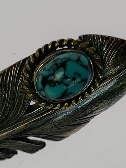 【中古品】【メンズ】 SAAD サード FEATHER TURQUOISE NECKLESS フェザー ターコイズ ネックレス トップ メンズ アクセサリー ペンダントトップ 191-260709-hu-24-min カラー：シルバー 万代Net店