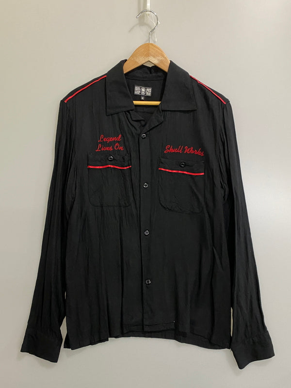 【中古品】【メンズ】 SKULL WORKS スカルワークス レーヨンシャツ 長袖シャツ メンズ トップス 145-260710-em-77-min サイズ：M カラー：ブラック 万代Net店
