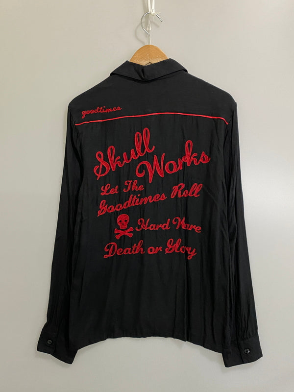 【中古品】【メンズ】 SKULL WORKS スカルワークス レーヨンシャツ 長袖シャツ メンズ トップス 145-260710-em-77-min サイズ：M カラー：ブラック 万代Net店