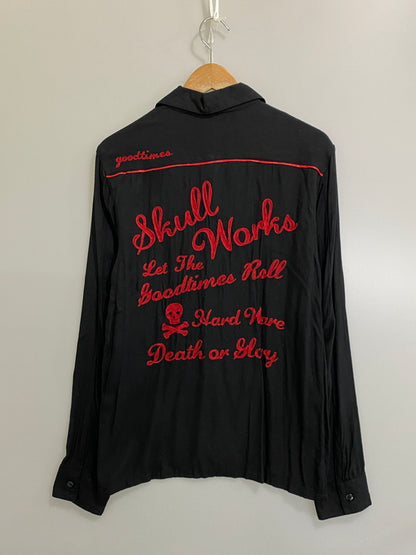 【中古品】【メンズ】 SKULL WORKS スカルワークス レーヨンシャツ 長袖シャツ メンズ トップス 145-260710-em-77-min サイズ：M カラー：ブラック 万代Net店
