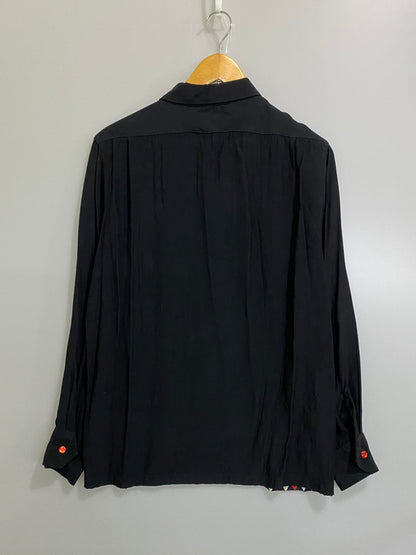 【中古品】【メンズ】 DRY BONES ドライボーンズ ダイヤモンドパターン レーヨンシャツ 50年代風 メンズ トップス ダイヤ柄 長袖 145-260710-em-82-min サイズ：M カラー：ブラック 万代Net店