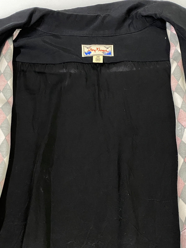 【中古品】【メンズ】 DRY BONES ドライボーンズ ダイヤモンドパターン レーヨンシャツ 50年代風 メンズ トップス ダイヤ柄 長袖 145-260710-em-82-min サイズ：M カラー：ブラック 万代Net店
