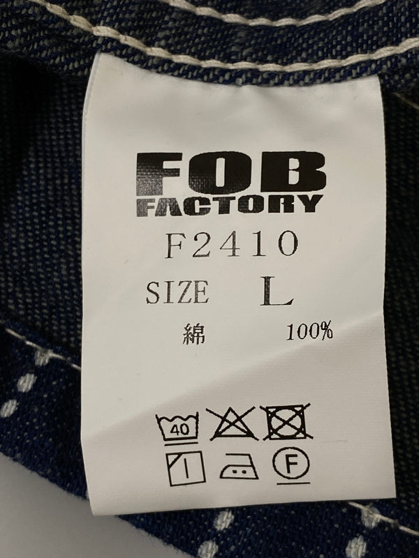 【中古品】【メンズ】 FOB FACTORY エフオービーファクトリー STRIPE DENIM COVERALL F2410 ストライプデニムカバーオール ライトアウター 145-260707-yn-04-min サイズ：L カラー：ネイビー 万代Net店