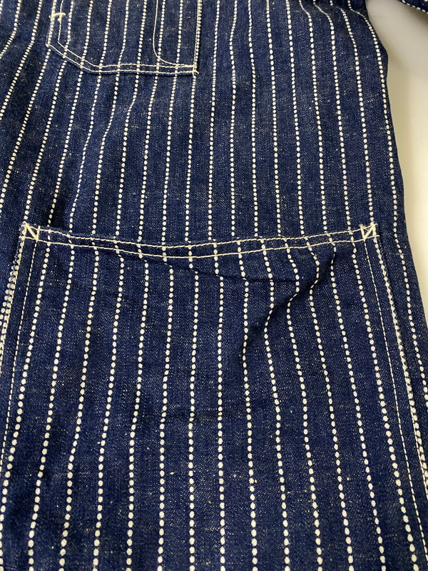 【中古品】【メンズ】 FOB FACTORY エフオービーファクトリー STRIPE DENIM COVERALL F2410 ストライプデニムカバーオール ライトアウター 145-260707-yn-04-min サイズ：L カラー：ネイビー 万代Net店
