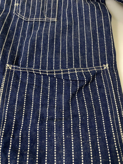 【中古品】【メンズ】 FOB FACTORY エフオービーファクトリー STRIPE DENIM COVERALL F2410 ストライプデニムカバーオール ライトアウター 145-260707-yn-04-min サイズ：L カラー：ネイビー 万代Net店