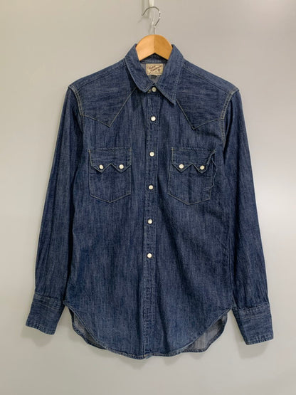 【中古品】【メンズ】 JOE MCCOY ジョーマッコイ LOT.107 DENIM WESTERN SHIRT デニムウエスタンシャツ メンズ 長袖シャツ トップス 145-260710-em-56-min サイズ：15 カラー：インディゴブルー 万代Net店