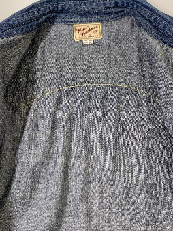 【中古品】【メンズ】 JOE MCCOY ジョーマッコイ LOT.107 DENIM WESTERN SHIRT デニムウエスタンシャツ メンズ 長袖シャツ トップス 145-260710-em-56-min サイズ：15 カラー：インディゴブルー 万代Net店