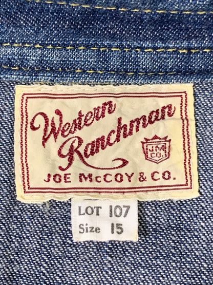 【中古品】【メンズ】 JOE MCCOY ジョーマッコイ LOT.107 DENIM WESTERN SHIRT デニムウエスタンシャツ メンズ 長袖シャツ トップス 145-260710-em-56-min サイズ：15 カラー：インディゴブルー 万代Net店