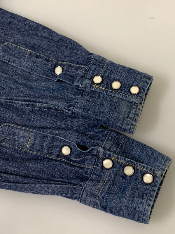 【中古品】【メンズ】 JOE MCCOY ジョーマッコイ LOT.107 DENIM WESTERN SHIRT デニムウエスタンシャツ メンズ 長袖シャツ トップス 145-260710-em-56-min サイズ：15 カラー：インディゴブルー 万代Net店