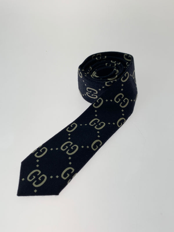 【中古品】【メンズ】 GUCCI グッチ GG LOGO NECKTIE GG ロゴ ネクタイ メンズ 183-260709-hu-22-min カラー：ネイビー 万代Net店