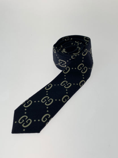 【中古品】【メンズ】 GUCCI グッチ GG LOGO NECKTIE GG ロゴ ネクタイ メンズ 183-260709-hu-22-min カラー：ネイビー 万代Net店