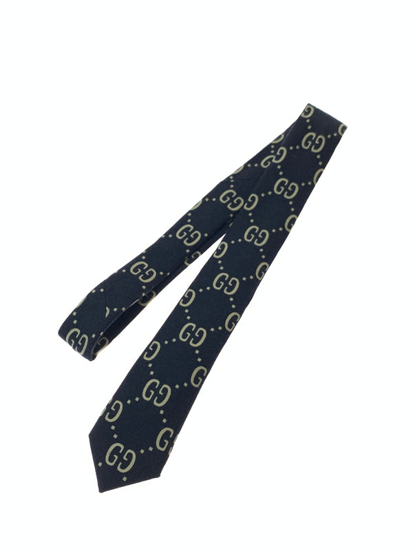【中古品】【メンズ】 GUCCI グッチ GG LOGO NECKTIE GG ロゴ ネクタイ メンズ 183-260709-hu-22-min カラー：ネイビー 万代Net店