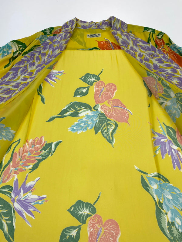 【中古品】【メンズ】 SUNSURF サンサーフ LEI TROPICAL FLOWERS SS33312 レイ トロピカル フラワーズ アロハシャツ メンズ 半袖シャツ 145-260710-em-37-min サイズ：L カラー：イエロー系 万代Net店