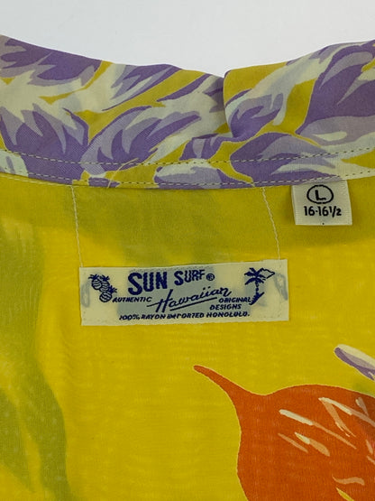 【中古品】【メンズ】 SUNSURF サンサーフ LEI TROPICAL FLOWERS SS33312 レイ トロピカル フラワーズ アロハシャツ メンズ 半袖シャツ 145-260710-em-37-min サイズ：L カラー：イエロー系 万代Net店