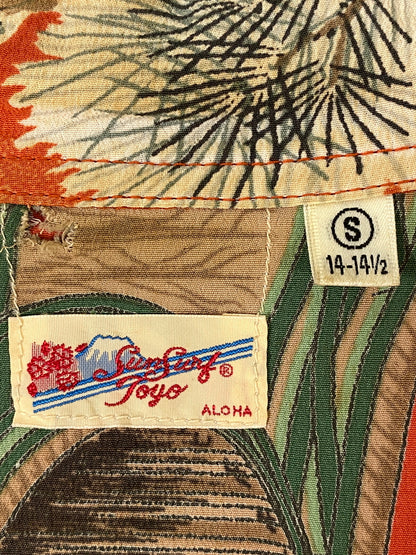 【中古品】【メンズ】 SUN SURF サンサーフ RAYON S/S ARCH BRIDGE & Mt.FUJI SS31602 レーヨン ショートスリーブ アーチブリッジ アンド マウントフジ 富士山 半袖シャツ 145-260710-em-68-min サイズ：S カラー：オレンジ系 万代Net店