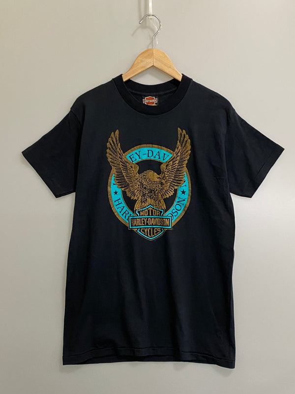 【中古品】【メンズ】 HARLEY DAVIDSON ハーレーダビッドソン 90S EAGLE PRINT TEE 90年代 イーグルプリント 半袖Tシャツ メンズ トップス 146-260710-em-69-min サイズ：L カラー：ブラック 万代Net店