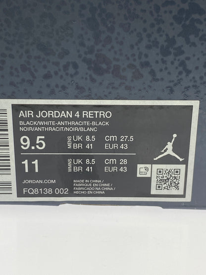 【中古品】【メンズ】 NIKE ナイキ AIR JORDAN 4 RETRO FQ8138-002 エア ジョーダン 4 レトロ スニーカー 靴 160-260709-yn-27-min サイズ：27.5cm US9.5 カラー：BLACK/WHITE-ANTHRACITE-BLACK 万代Net店