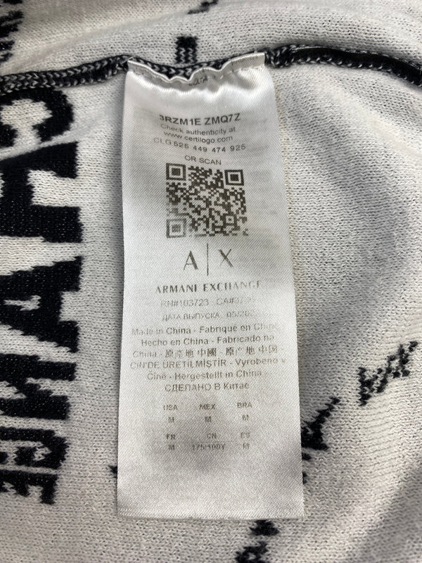【中古品】【メンズ】 ARMANI EXCHANGE アルマーニエクスチェンジ LOGO SWEATER ロゴ セーター メンズ トップス ニット 長袖 141-260710-em-30-min サイズ：M カラー：ブラック 万代Net店