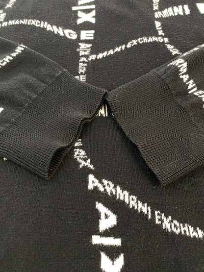 【中古品】【メンズ】 ARMANI EXCHANGE アルマーニエクスチェンジ LOGO SWEATER ロゴ セーター メンズ トップス ニット 長袖 141-260710-em-30-min サイズ：M カラー：ブラック 万代Net店