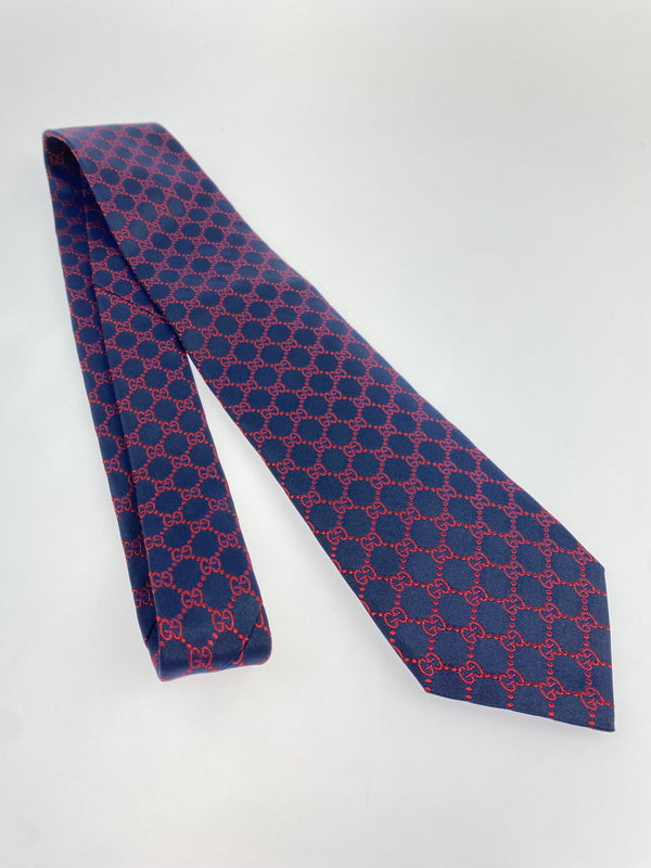 【中古品】【メンズ】 GUCCI グッチ GG柄ネクタイ 小物 183-260711-AS-69-min カラー：ネイビー 万代Net店