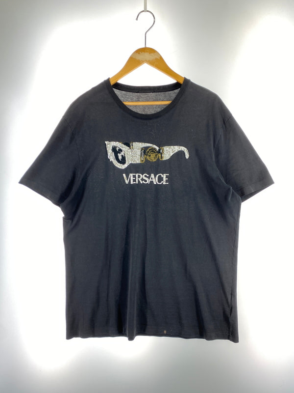 【現状渡し品】【メンズ】 VERSACE ヴェルサーチェ ラインストーンロゴTシャツ 半袖 メンズ トップス 141-260710-em-29-min サイズ：２XL カラー：ブラック 万代Net店