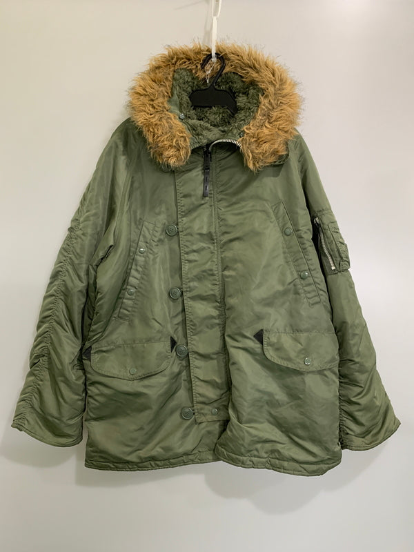 【中古品】【メンズ】 ALPHA INDUSTRIES アルファ インダストリーズ N-3B FLIGHT JACKET 20024-21 フライトジャケット メンズ アウター ミリタリー ジャケット 防寒 145-260710-em-21-min サイズ：L カラー：モスグリーン 万代Net店
