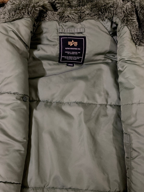 【中古品】【メンズ】 ALPHA INDUSTRIES アルファ インダストリーズ N-3B FLIGHT JACKET 20024-21 フライトジャケット メンズ アウター ミリタリー ジャケット 防寒 145-260710-em-21-min サイズ：L カラー：モスグリーン 万代Net店