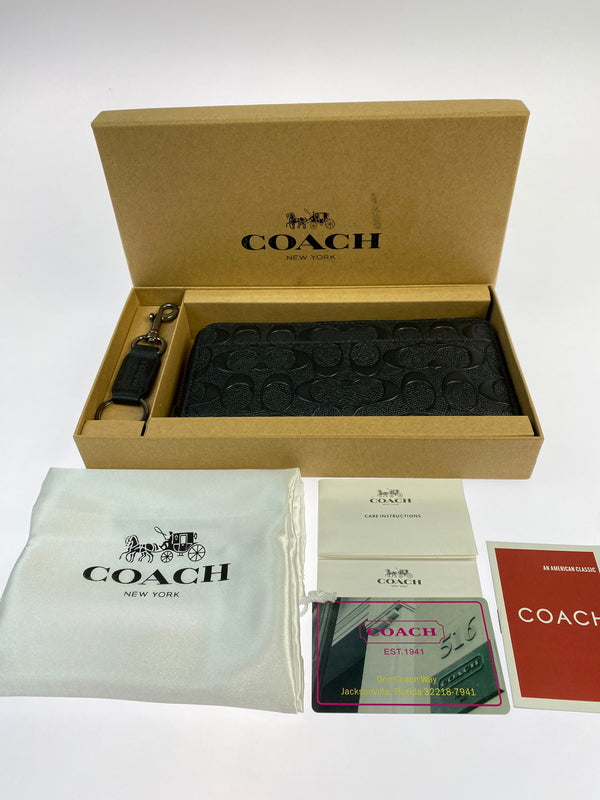 【中古美品】【メンズ/レディース】 COACH コーチ シグネチャー デボスド アコーディオン ラウンドファスナー長財布 F58113 181-260713-KS-07-min カラー：ブラック 万代Net店