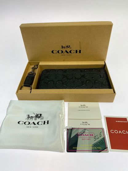 【中古美品】【メンズ/レディース】 COACH コーチ シグネチャー デボスド アコーディオン ラウンドファスナー長財布 F58113 181-260713-KS-07-min カラー：ブラック 万代Net店