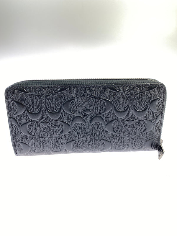 【中古美品】【メンズ/レディース】 COACH コーチ シグネチャー デボスド アコーディオン ラウンドファスナー長財布 F58113 181-260713-KS-07-min カラー：ブラック 万代Net店