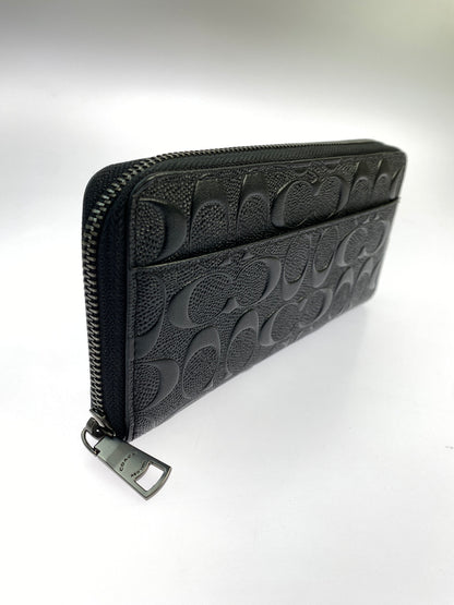 【中古美品】【メンズ/レディース】 COACH コーチ シグネチャー デボスド アコーディオン ラウンドファスナー長財布 F58113 181-260713-KS-07-min カラー：ブラック 万代Net店