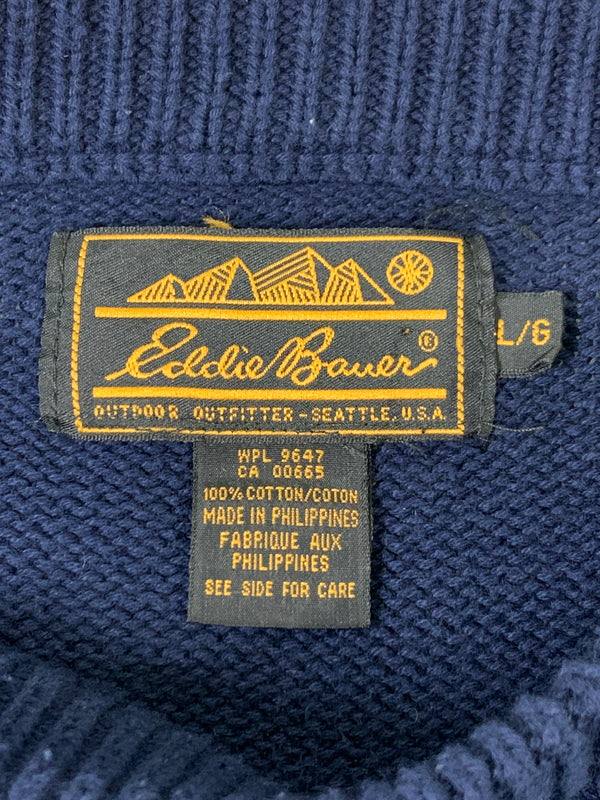 【中古品】【メンズ】 EDDIE BAUER エディー・バウアー 80S COTTON KNIT 80年代 コットン ニット メンズ トップス セーター ヴィンテージ 146-260710-em-23-min サイズ：L カラー：ネイビー 万代Net店