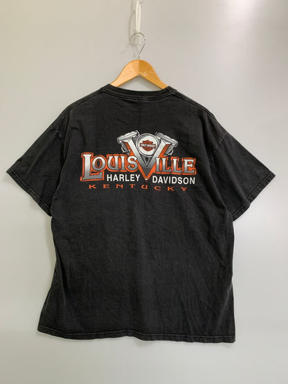 【中古品】【メンズ】 HARLEY DAVIDSON ハーレーダビッドソン LOUIS VILLE POCKET TEE ルーイビル ポケット 半袖 プリント Tシャツ メンズ トップス 146-260710-em-16-min サイズ：XL カラー：ブラック 万代Net店