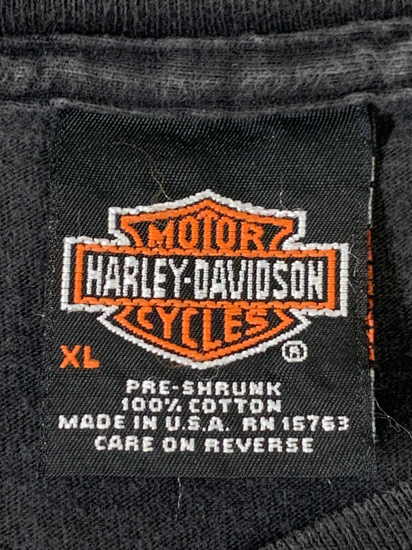 【中古品】【メンズ】 HARLEY DAVIDSON ハーレーダビッドソン LOUIS VILLE POCKET TEE ルーイビル ポケット 半袖 プリント Tシャツ メンズ トップス 146-260710-em-16-min サイズ：XL カラー：ブラック 万代Net店