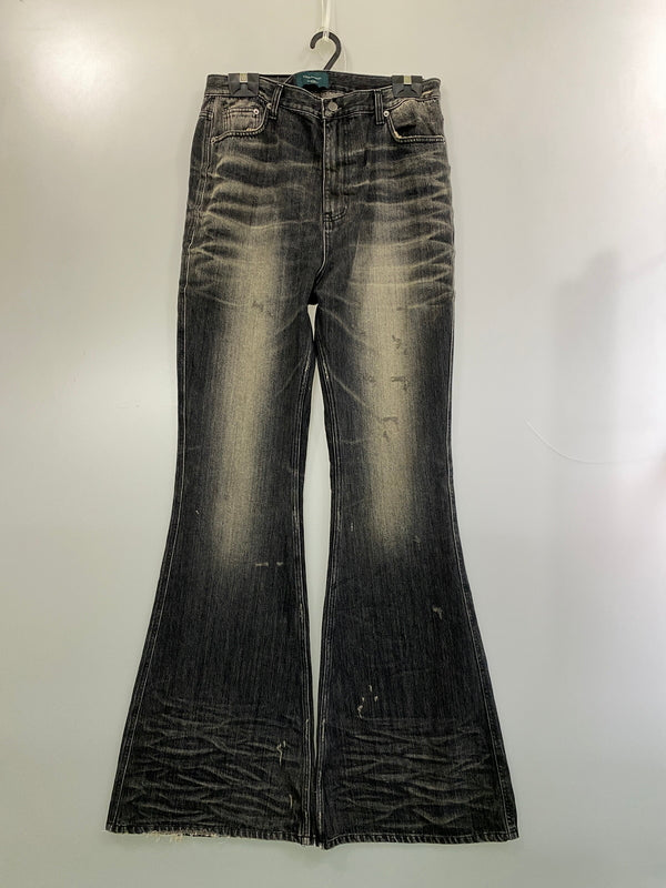 【中古品】【メンズ】 VIRGIN ATRAXIA ヴァージン アタラクシア STANED WRINKLED WIDE FLARE JEANS ワイドフレアジーンズ メンズ ボトムス ジーンズ 152-260717-em-53-min サイズ：2 カラー：インディゴブラック 万代Net店