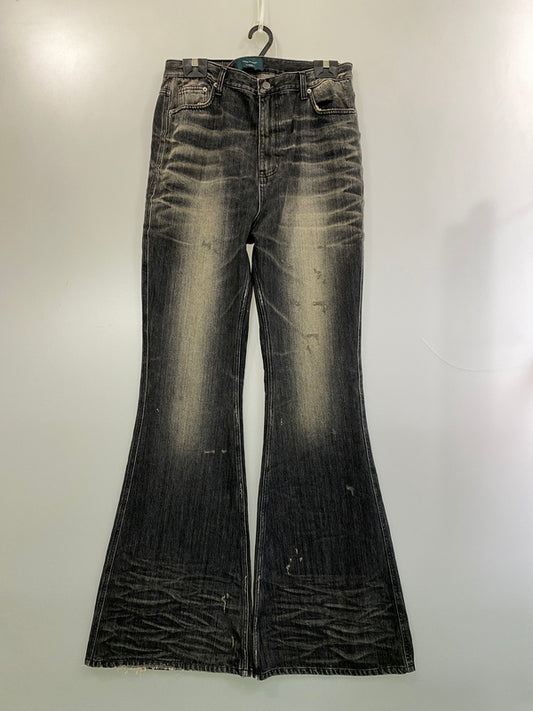 【中古品】【メンズ】 VIRGIN ATRAXIA ヴァージン アタラクシア STANED WRINKLED WIDE FLARE JEANS ワイドフレアジーンズ メンズ ボトムス ジーンズ 152-260717-em-53-min サイズ：2 カラー：インディゴブラック 万代Net店